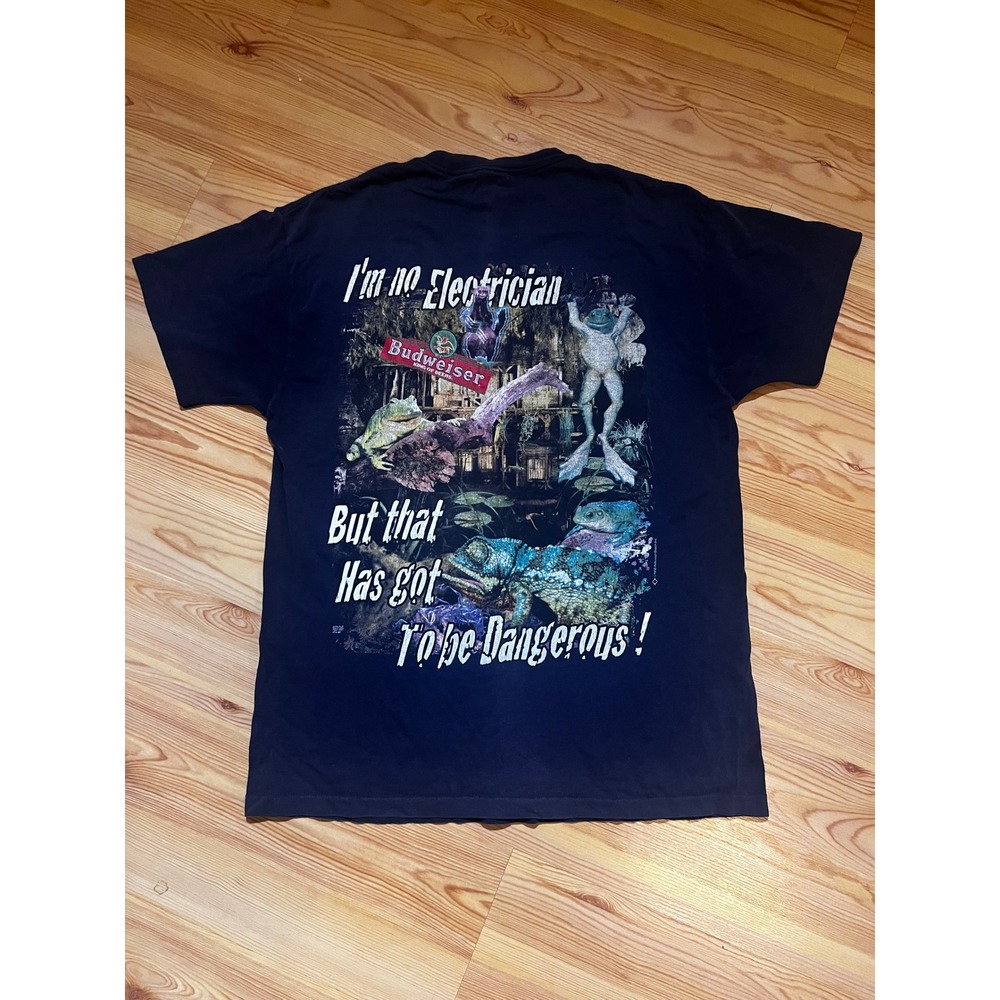 Vintage 90s Budweiser Lizard Frog T-Shirt, Louie Frankie, Funny Beer Tee, Large - Picture 4 of 5